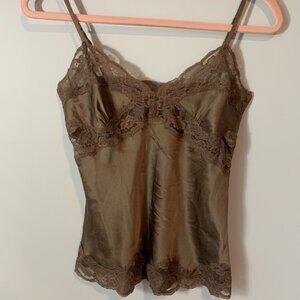 Women's Satin Slip Lace Tank Top | Lingerie | Silky | Spaghettini Stapped